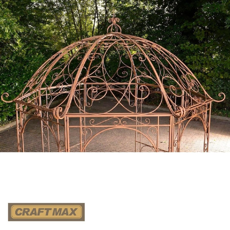 Romantischer-Jugendstil-Gartenpavillon-runder-Rosenpavillon-O-2.85-m-Hoehe-3.10-m-antik-braun-2
