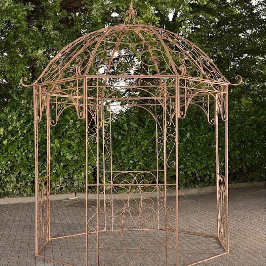 Romantischer-Jugendstil-Gartenpavillon-runder-Rosenpavillon-O-2.85-m-Hoehe-3.10-m-antik-braun-3