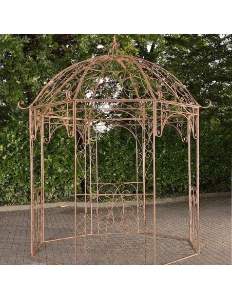 Romantischer-Jugendstil-Gartenpavillon-runder-Rosenpavillon-O-2.85-m-Hoehe-3.10-m-antik-braun-3