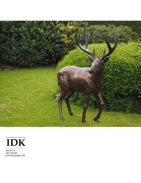 Junger-Hirsch-Bronzeskulptur-beeindruckende-handgefertigte-Skulptur-fuer-Ihren-Garten-Park-Villa-155x130x58cm