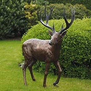 Junger-Hirsch-Bronzeskulptur-beeindruckende-handgefertigte-Skulptur-fuer-Ihren-Garten-Park-Villa-155x130x58cm 2