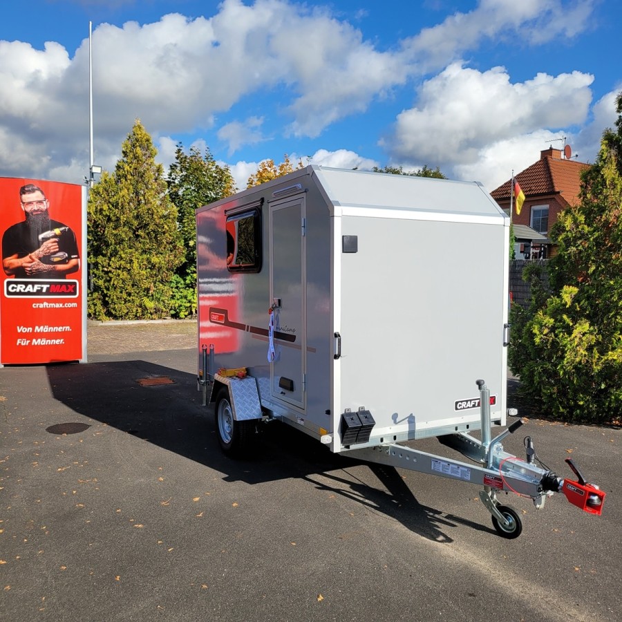 CRAFTMAX-OffRoad-1300-miniCamp-EVO-3.05x1.65x1.60m-Heckklappe-mit-Fenster-Seitenfenster-Tuer-100kmh-gruen