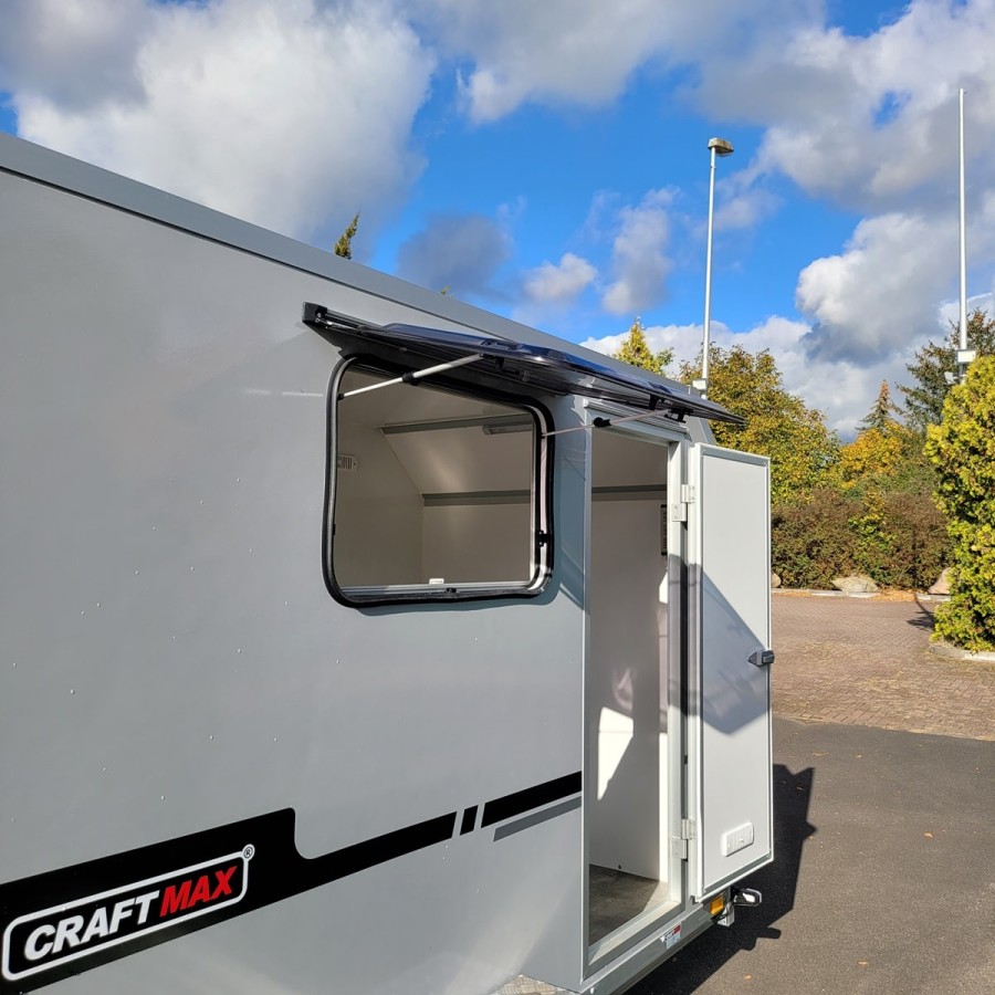 CRAFTMAX-OffRoad-Camping-Anhaenger-1300kg-Einachs-3.00x1.50x1.80m-mit-Klappe-nach-oben-Fenster-Tuer-100kmh-16