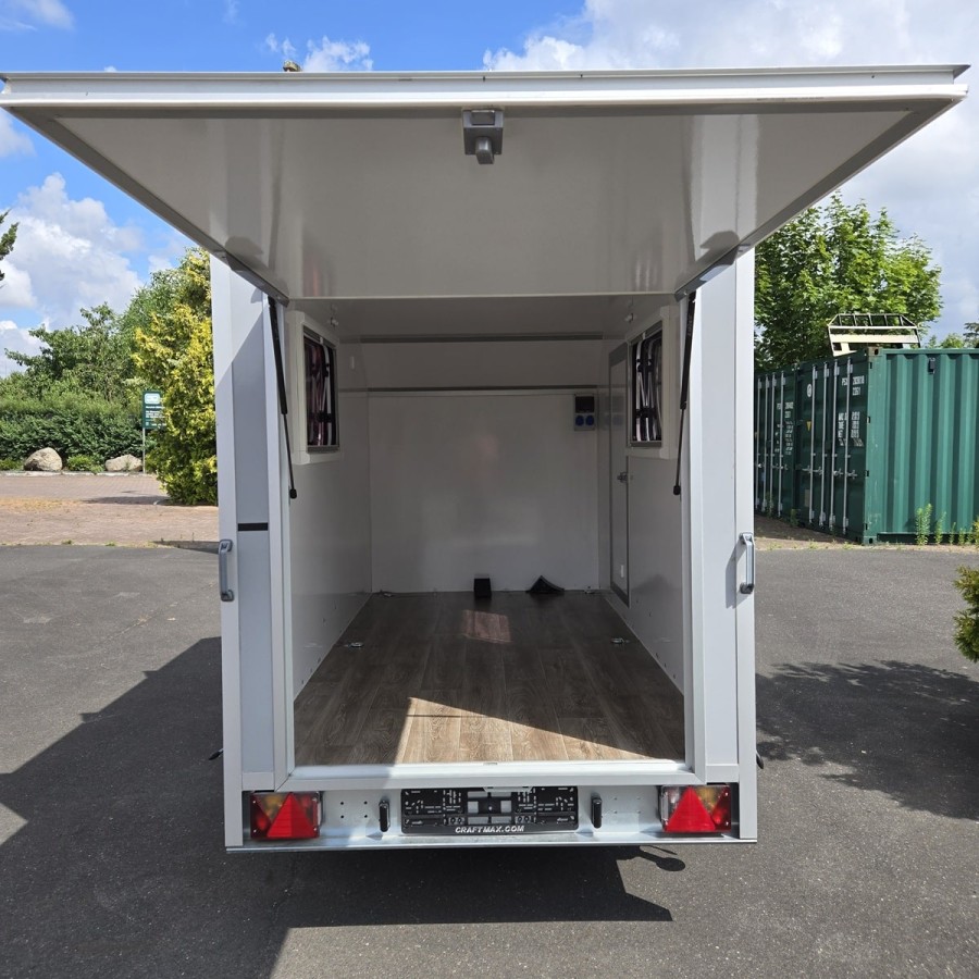 CRAFTMAX-OffRoad-Camping-Anhaenger-1300kg-Einachs-3.00x1.50x1.80m-mit-Klappe-nach-oben-Fenster-Tuer-100kmh-19
