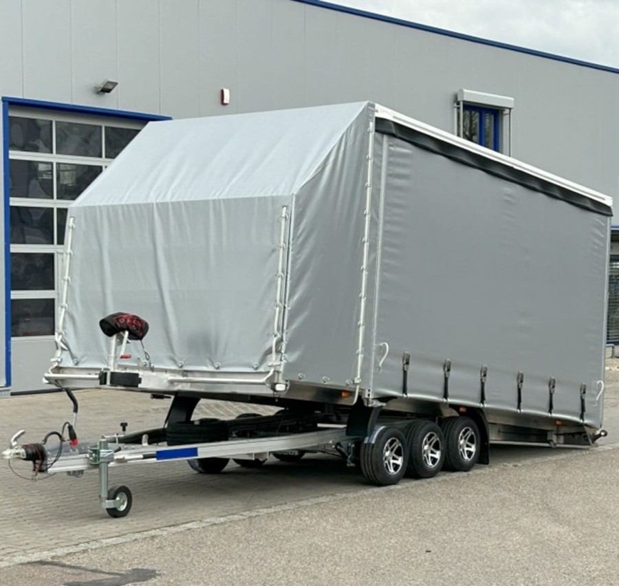 CRAFTMAX-Autotransporter-3500-Tridem-Alurahmen-kippbar-5.20x2.10x0.40m-Alupaneelboden-Seilwinde-Aluauffahrschienen-LED-Hochplane