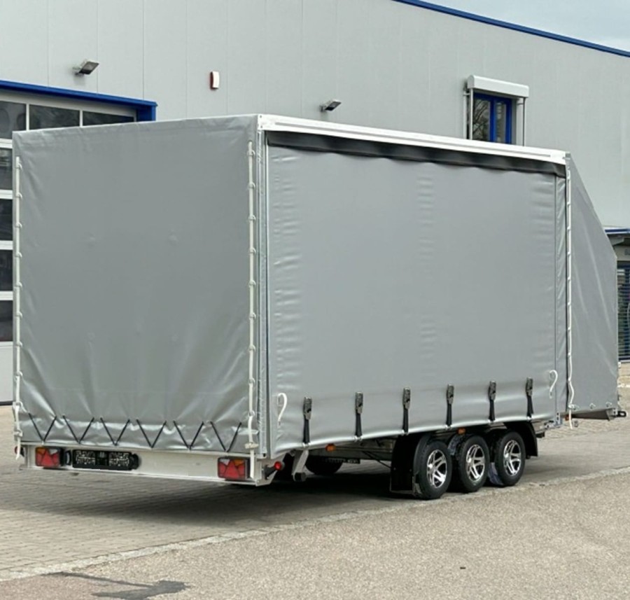 CRAFTMAX-Autotransporter-3500-Tridem-Alurahmen-kippbar-5.20x2.10x0.40m-Alupaneelboden-Seilwinde-Aluauffahrschienen-LED-Hochplane