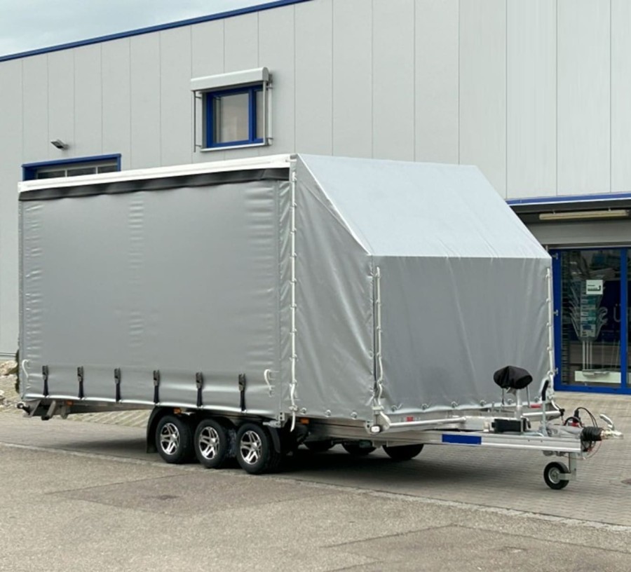 CRAFTMAX-Autotransporter-3500-Tridem-Alurahmen-kippbar-5.20x2.10x0.40m-Alupaneelboden-Seilwinde-Aluauffahrschienen-LED-Hochplane