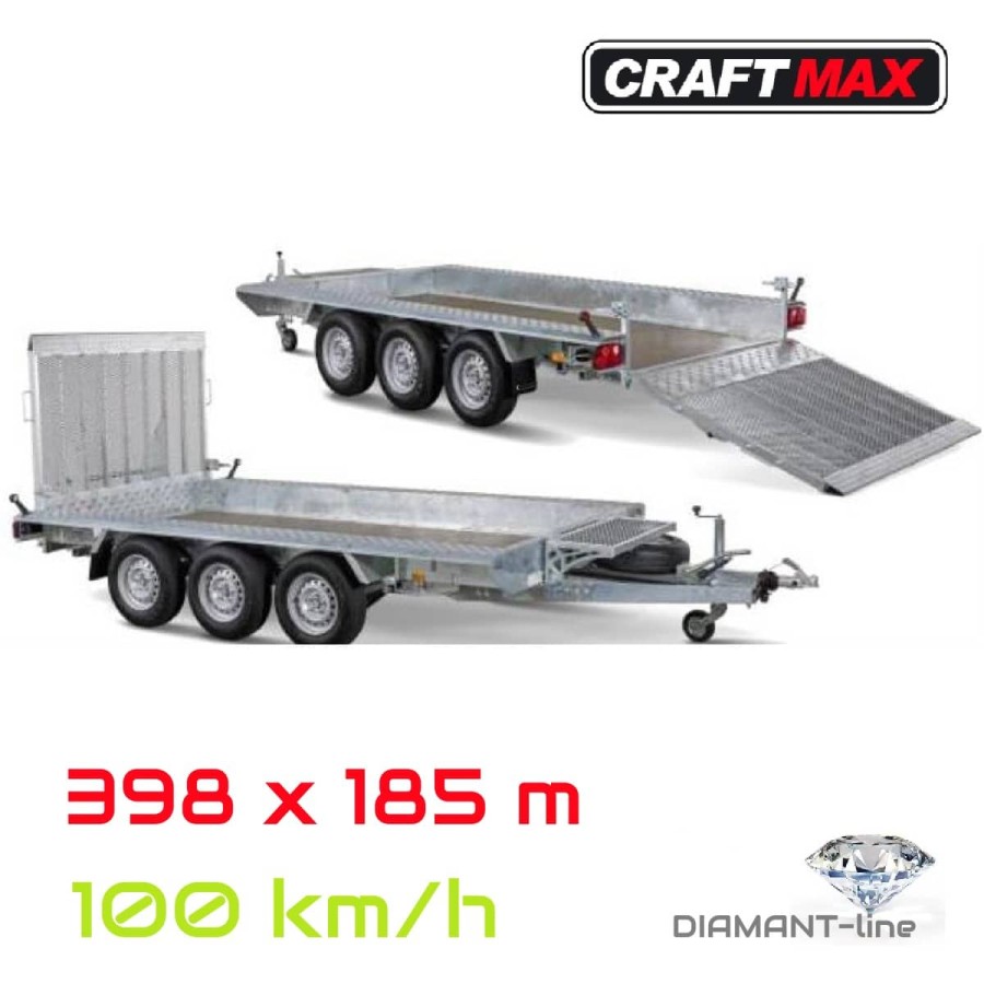 CRAFTMAX®-3500kg-Tridem-Baumaschinen-Transporter-mit-breiter-Auffahrklappe-Ersatzrad-mit-Halter