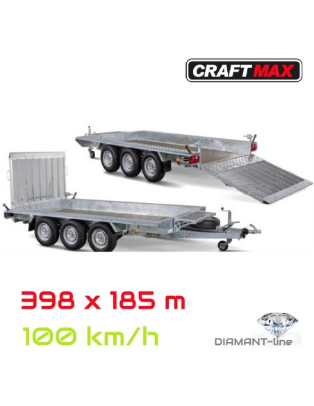 CRAFTMAX®-3500kg-Tridem-Baumaschinen-Transporter-mit-breiter-Auffahrklappe-Ersatzrad-mit-Halter