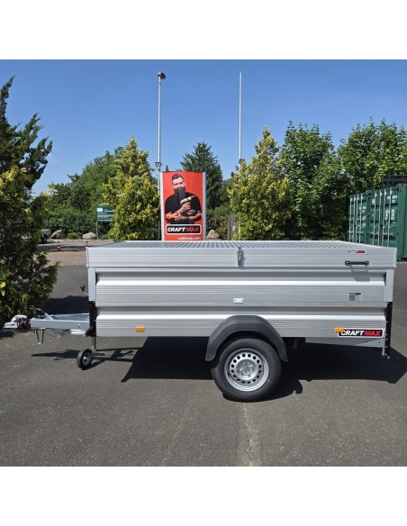 1300-ALU-Kastenanhaenger-2.50×1.26×0.70m-mit-Bordwandaufsatz-und-Deckel-gebremst-100-kmh-2