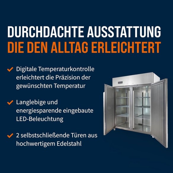 Gastro-Edelstahl-Monoblock-Gastronomie-Kuehlschrank-1350-Liter-grossvolumiger-freistehender-Gewerbekuehlschrank-Energiesparend-3