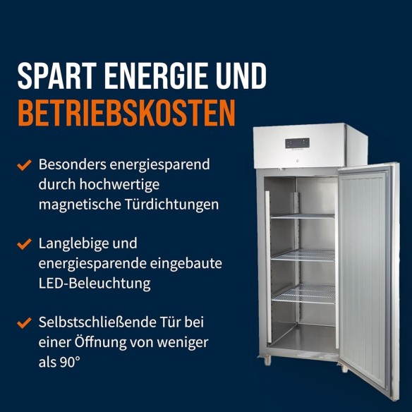 Gastro-Edelstahl-Monoblock-Gastronomie-Kuehlschrank-616-Liter-grossvolumiger-freistehender-Gewerbekuehlschrank-Energiesparend-ro