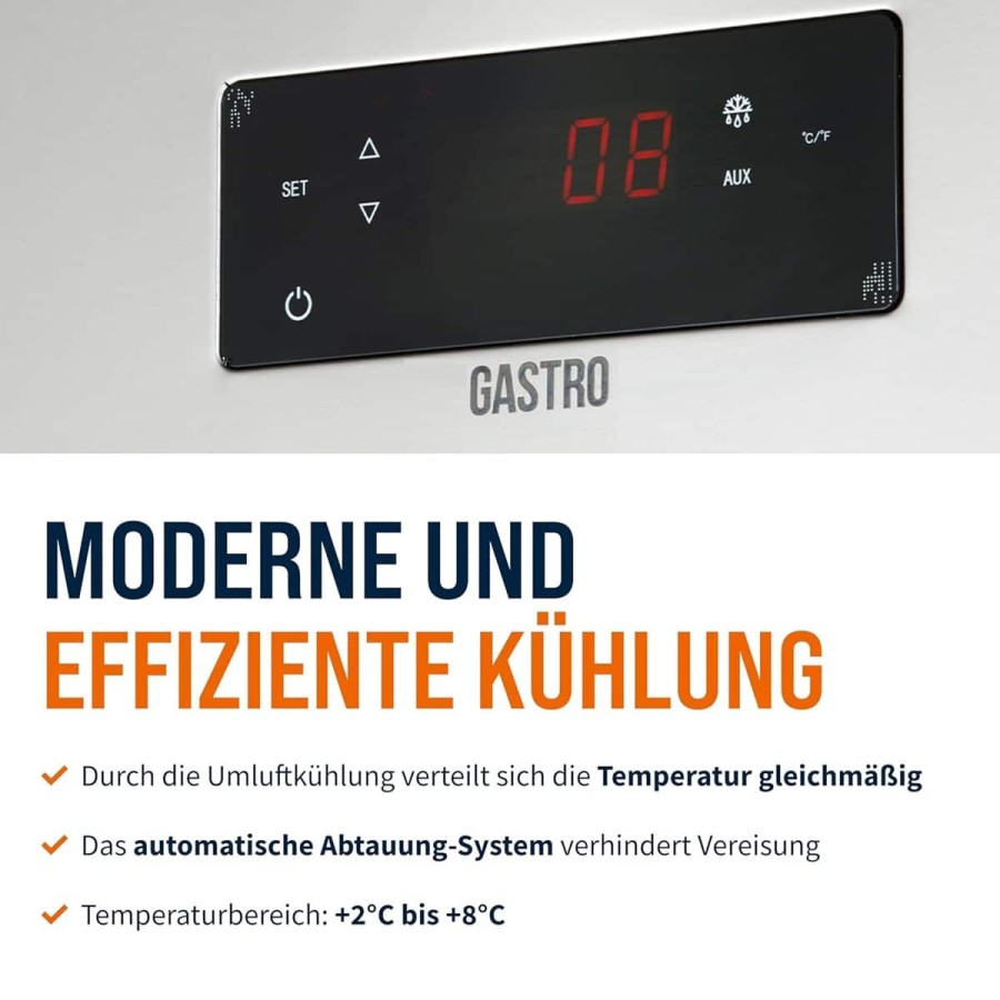 Gastro-Edelstahl-Monoblock-Gastronomie-Kuehlschrank-616-Liter-grossvolumiger-freistehender-Gewerbekuehlschrank-Energiesparend-ro