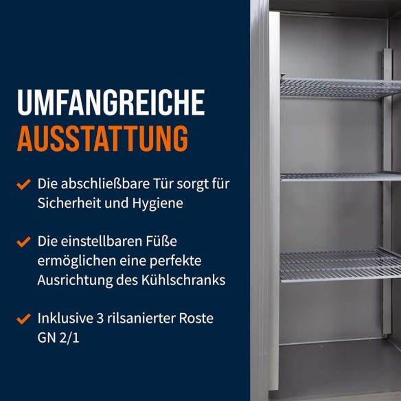 Gastro-Edelstahl-Monoblock-Gastronomie-Kuehlschrank-616-Liter-grossvolumiger-freistehender-Gewerbekuehlschrank-Energiesparend-ro