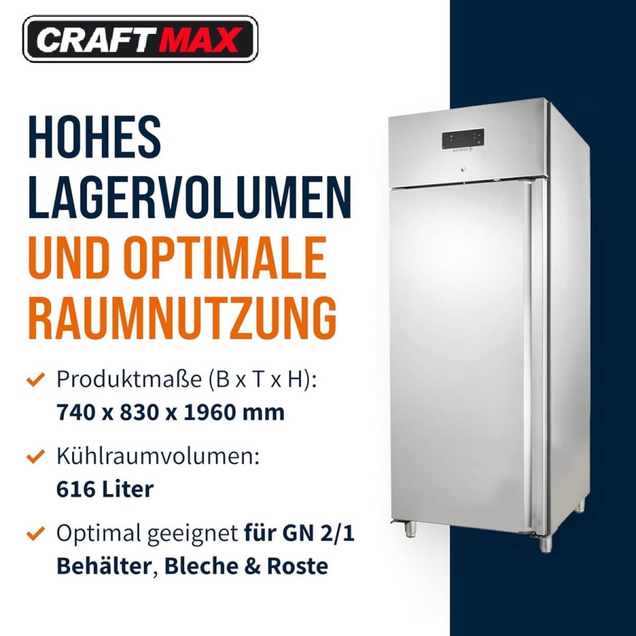 Gastro-Edelstahl-Monoblock-Gastronomie-Kuehlschrank-616-Liter-grossvolumiger-freistehender-Gewerbekuehlschrank-Energiesparend-ro