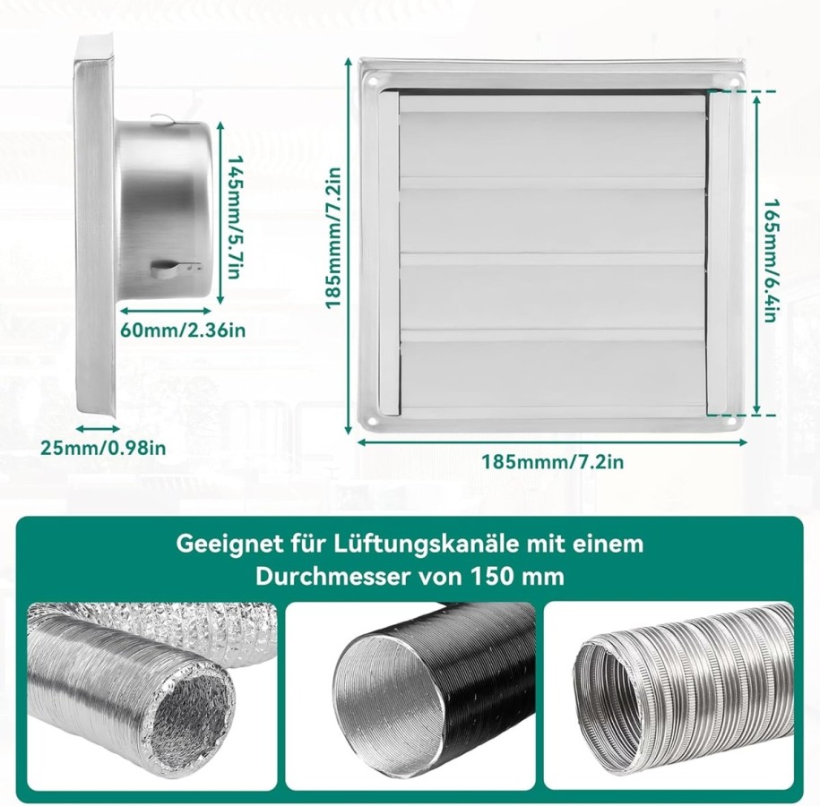 Gastro-Edelstahl-Dunstabzugshauben-Abdeckung-aussen-Lueftungsgitter-Rueckstauklappe-Insektenschutz-7