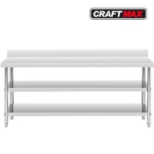 Gasto-Edelstahl-Arbeitstisch-200x60cm-3-Ebnen-Edelstahltisch-235kg-Traglast-Imbisswagen-Gastronomie-0 2