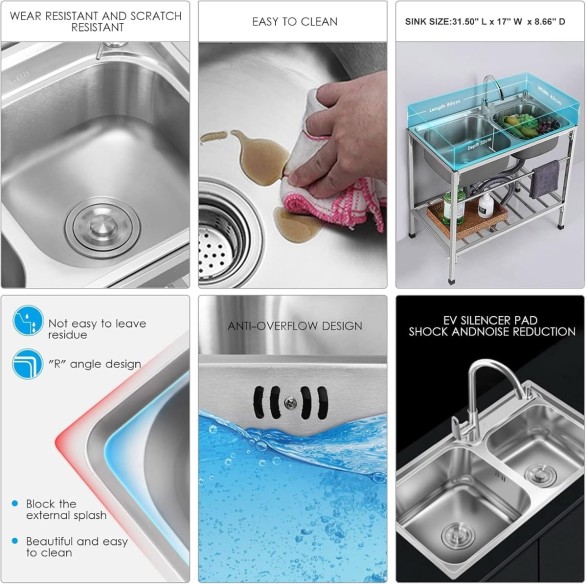 Edelstahl-Spueltisch-83x44x85cm-Doppelwaschbecken-Kalt-u.-Warmwasserhahn-fuer-Imbisswagen-Gastronomie-3