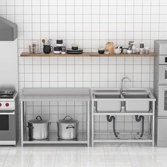 Edelstahl-Spueltisch-110x64cm-Doppelwaschbecken-Kalt-u.-Warmwasserhahn-fuer-Imbisswagen-Gastronomie-2