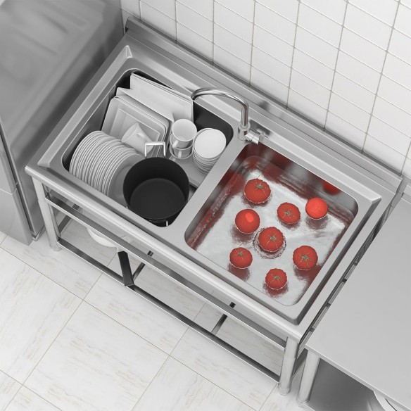 Edelstahl-Spueltisch-110x64cm-Doppelwaschbecken-Kalt-u.-Warmwasserhahn-fuer-Imbisswagen-Gastronomie-4