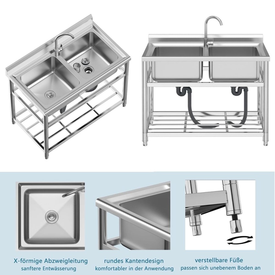 Edelstahl-Spueltisch-110x64cm-Doppelwaschbecken-Kalt-u.-Warmwasserhahn-fuer-Imbisswagen-Gastronomie-6