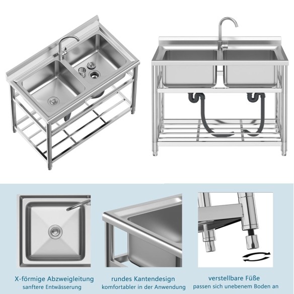 Edelstahl-Spueltisch-110x64cm-Doppelwaschbecken-Kalt-u.-Warmwasserhahn-fuer-Imbisswagen-Gastronomie-6