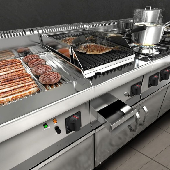Edelstahl-Elektro-Bratplatte-glatt-9-kW-Tischgeraet-Grillplatte-mit-Fettauffangschublade-595x500mm-2
