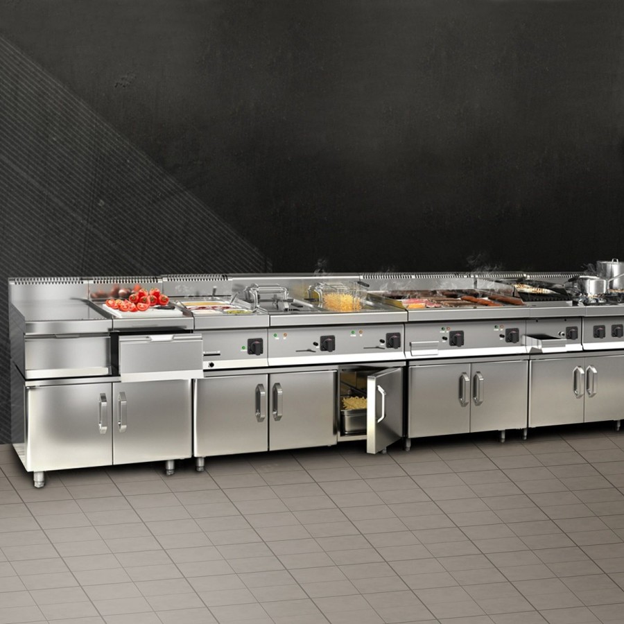 Edelstahl-Elektro-Bratplatte-glatt-9-kW-Tischgeraet-Grillplatte-mit-Fettauffangschublade-595x500mm-3