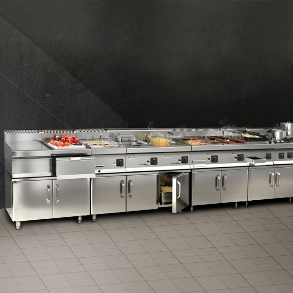 Edelstahl-Elektro-Bratplatte-glatt-9-kW-Tischgeraet-Grillplatte-mit-Fettauffangschublade-595x500mm-3