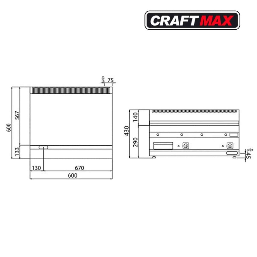 Edelstahl-Elektro-Bratplatte-glatt-9-kW-Tischgeraet-Grillplatte-mit-Fettauffangschublade-595x500mm-5