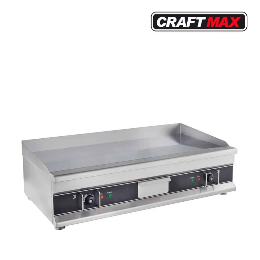 Gastro-Edelstahl-Elektro-Bratplatte-glatt-6kW-400V-Tischgeraet-Grillplatte-mit-Fettauffangschublade-1-1