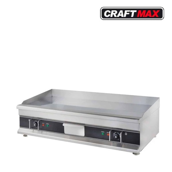 Gastro-Edelstahl-Elektro-Bratplatte-glatt-6kW-400V-Tischgeraet-Grillplatte-mit-Fettauffangschublade-1-2
