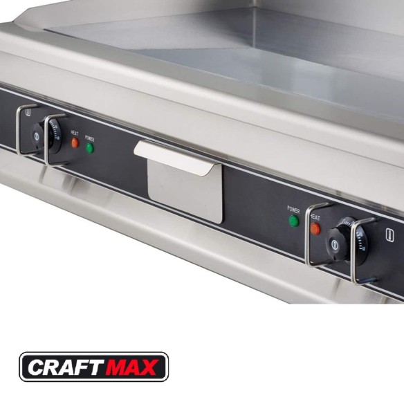 Gastro-Edelstahl-Elektro-Bratplatte-glatt-6kW-400V-Tischgeraet-Grillplatte-mit-Fettauffangschublade-1-4
