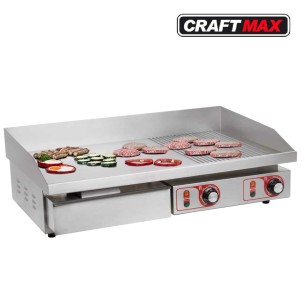 Gastro-Edelstahl-Elektrogrill-Bratplatte-glattgerillt-44kW-230V-Tischgeraet-Grillplatte-Fettauffangschublade-730x480mm-1