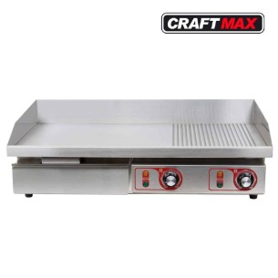 Gastro-Edelstahl-Elektrogrill-Bratplatte-glattgerillt-44kW-230V-Tischgeraet-Grillplatte-Fettauffangschublade-730x480mm-1 2