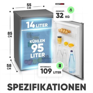 Gastro-Edelstahl-Gastronomie-Kuehlschrank-mit-Gefrierfach-109-Liter-580x550x850mm-Gewerbekuehlschrank-Energiesparend-robuste-Bau 2