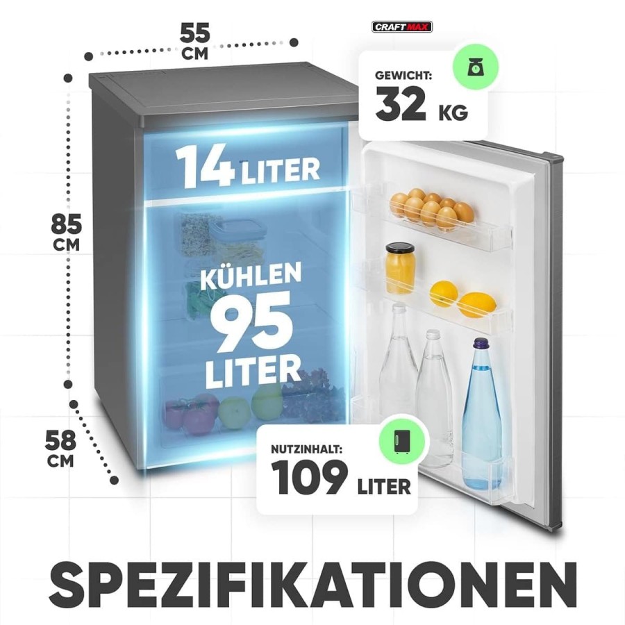 Gastro-Edelstahl-Gastronomie-Kuehlschrank-mit-Gefrierfach-109-Liter-580x550x850mm-Gewerbekuehlschrank-Energiesparend-robuste-Bau