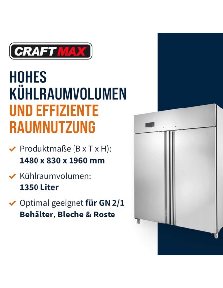 Gastro-Edelstahl-Gewerbe-Monoblock-Gastronomie-Tiefkuehlschrank-Gastronomiebedarf-1350-Liter-grossvolumiger-frei-stehender-Gewer