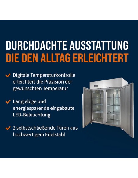 Gastro-Edelstahl-Monoblock-Gastronomie-Kuehlschrank-1350-Liter-grossvolumiger-freistehender-Gewerbekuehlschrank-Energiesparend-3