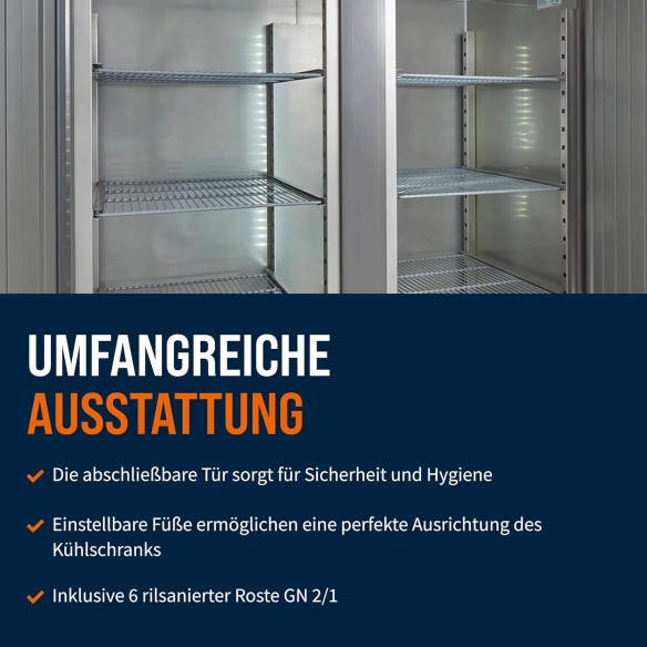 Gastro-Edelstahl-Monoblock-Gastronomie-Kuehlschrank-1350-Liter-grossvolumiger-freistehender-Gewerbekuehlschrank-Energiesparend-7