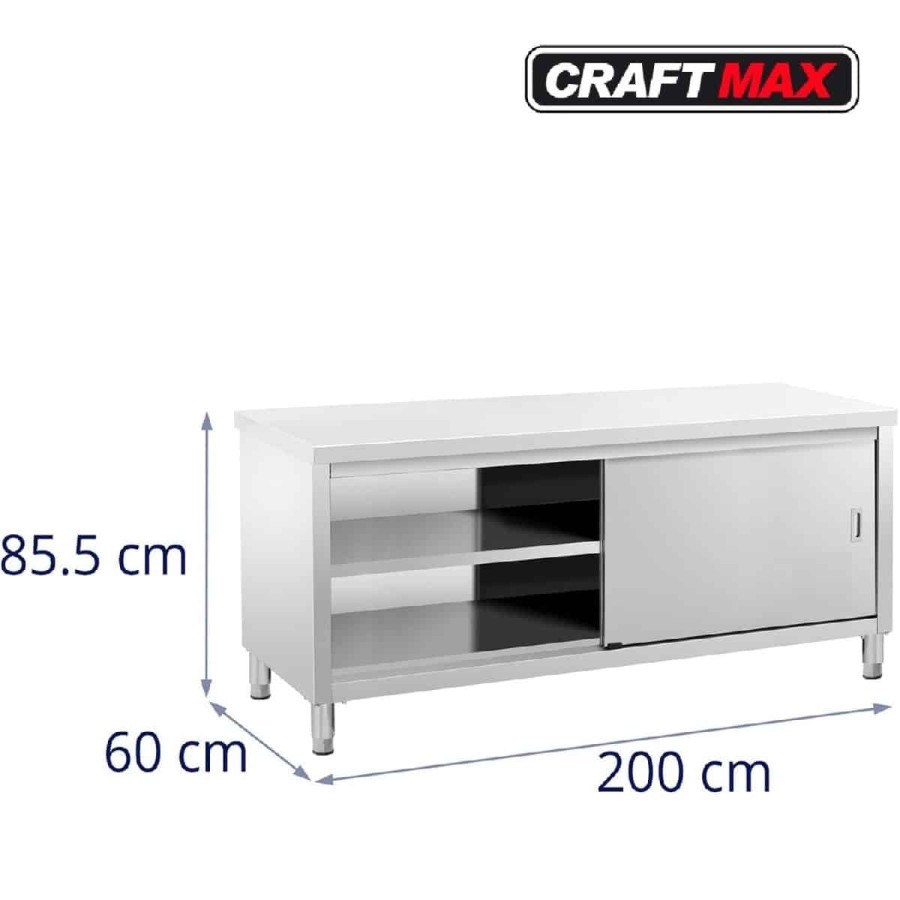 Gastro-Edelstahl-Arbeitsschrank-200x60cm-3-Ebnen-Grundboden-Edelstahlschrank-fuer-Imbisswagen-Gastronomie-5