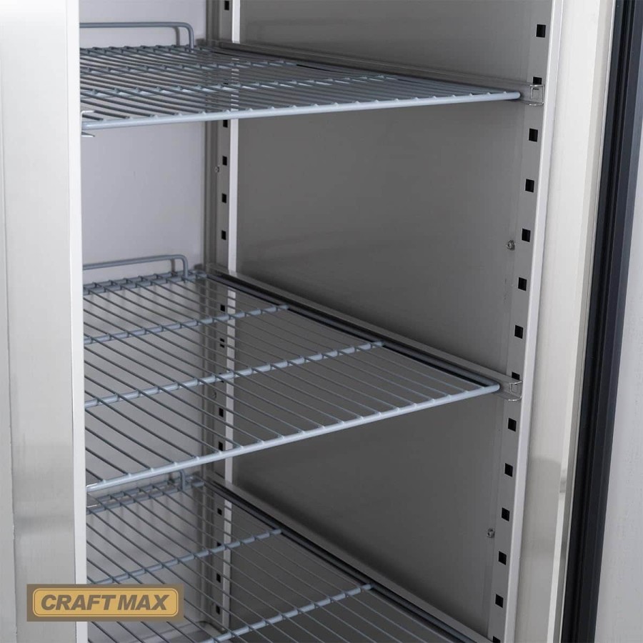 Edelstahl-Monoblock-Gastronomie-Tiefkuehlschrank-530-Liter-freistehender-Gewerbegefrierschrank-Eislagerschrank-robuste-Bauweise-