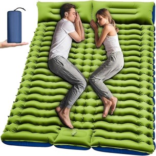 Camping-Isomatte-Matratze-fuer-2-Personen-Luftmatratze-selbst-aufblasend-mit-Fusspresse-Pumpe-Kissen-klein-faltbar-leicht-fuer-O
