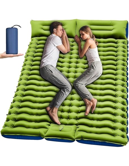 Camping-Isomatte-Matratze-fuer-2-Personen-Luftmatratze-selbst-aufblasend-mit-Fusspresse-Pumpe-Kissen-klein-faltbar-leicht-fuer-O