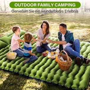 Camping-Isomatte-Matratze-fuer-2-Personen-Luftmatratze-selbst-aufblasend-mit-Fusspresse-Pumpe-Kissen-klein-faltbar-leicht-fuer-O 2