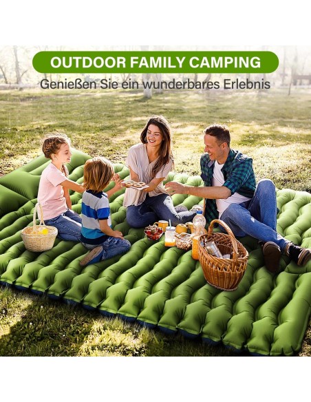 Camping-Isomatte-Matratze-fuer-2-Personen-Luftmatratze-selbst-aufblasend-mit-Fusspresse-Pumpe-Kissen-klein-faltbar-leicht-fuer-O