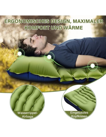 Camping-Isomatte-Matratze-Luftmatratze-selbstaufblasend-mit-Fusspresse-Pumpe-Kissen-2
