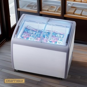 Gastro-Speiseeisvitrine-264L-mit-Glasschiebe-230V-Eistruhe-990x705x875mm-Eisvitrine-13°C-bis-26°C-LED-3-Eiskoerbe-1 2