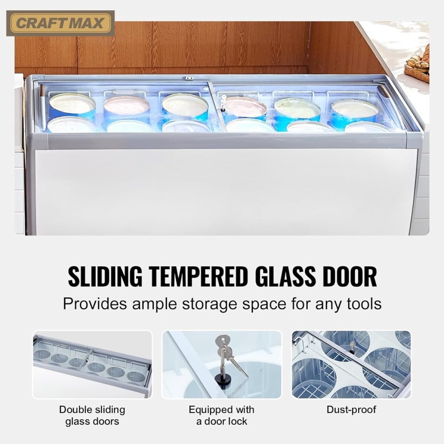 Speiseeisvitrine-567L-mit-Glasschiebe-1800x715x880mm-Eistruhe-230V-Eisvitrine-13°C-bis-26°C-LED-12-Eisbehaelter-5