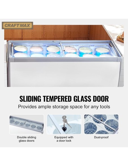 Speiseeisvitrine-567L-mit-Glasschiebe-1800x715x880mm-Eistruhe-230V-Eisvitrine-13°C-bis-26°C-LED-12-Eisbehaelter-5
